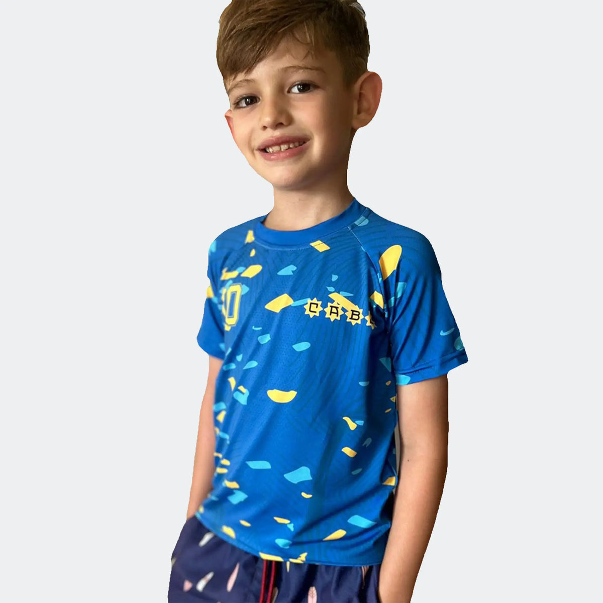 REMERA DE AGUA PARA NIÑOS - BOCA JRS. SUBLIMADA