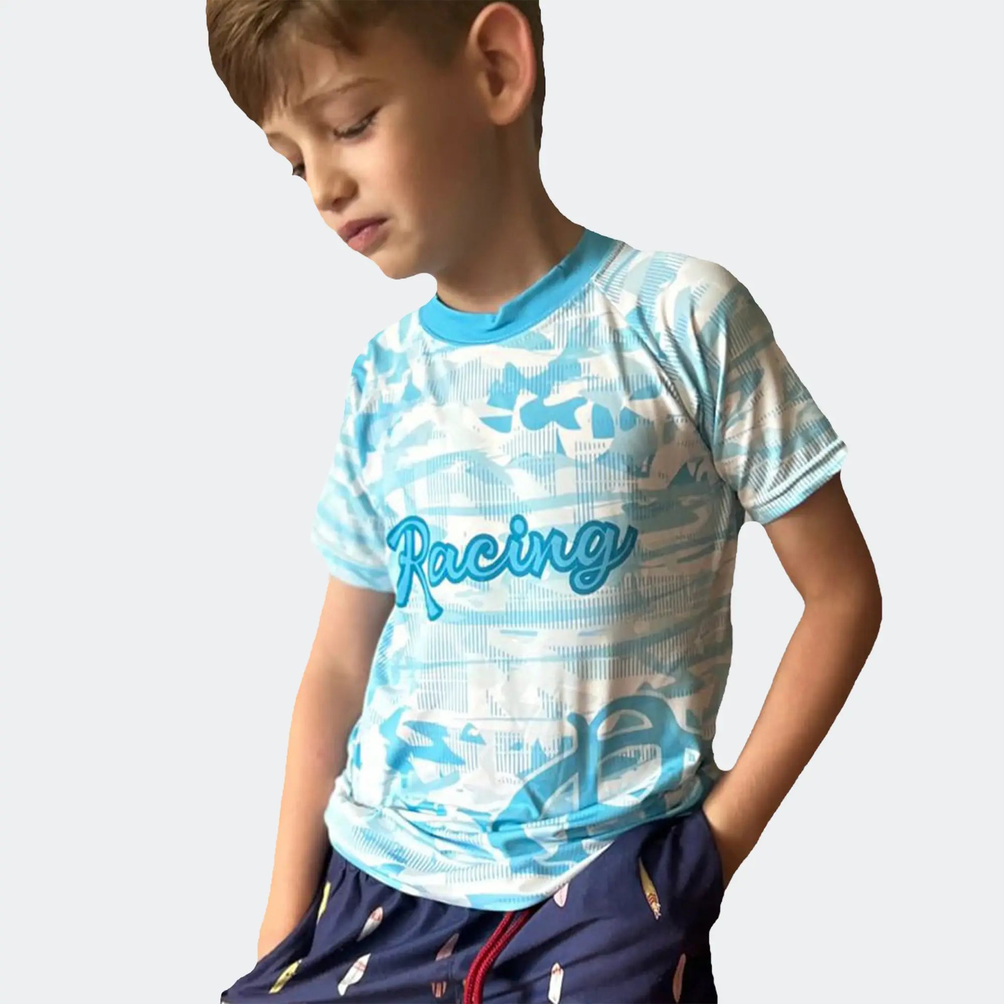 REMERA DE AGUA PARA NIÑOS - RACING CLUB SUBLIMADA